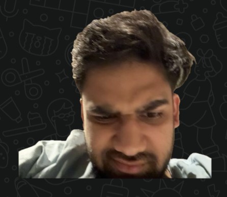 Sticker of Pranav scowling downward at his screen