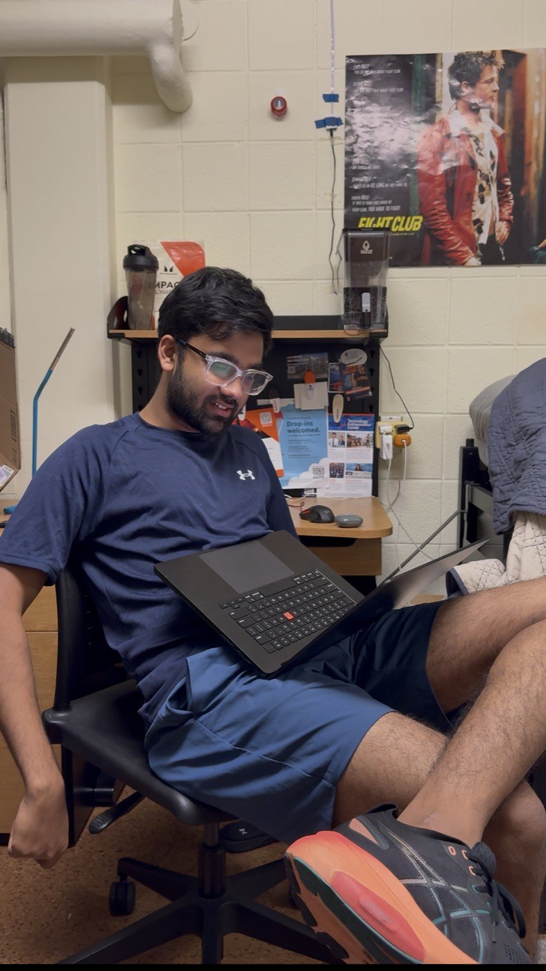 Pranav demonstrating world-class slouching technique